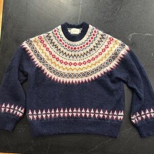 DOEN Navy Fair Isle Sweater medium